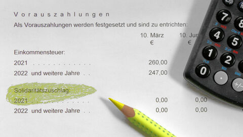 Bildausschnitt eines Vorauszahlungsbescheides zur EInkommensteuer.
