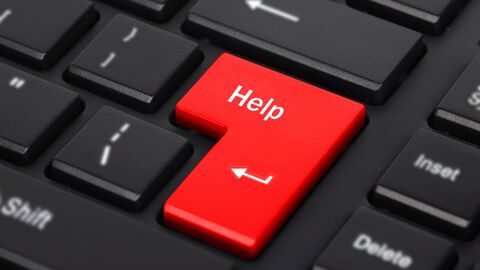 Hilfen online beantragen! Ansicht einer PC-Tastatur mit der Tast HELP.