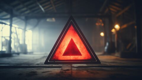 Lebendige rote Sicherheitswarnung auf unscharfem Hintergrund Betrugs- und Gefahrenbegriff hervorgehoben